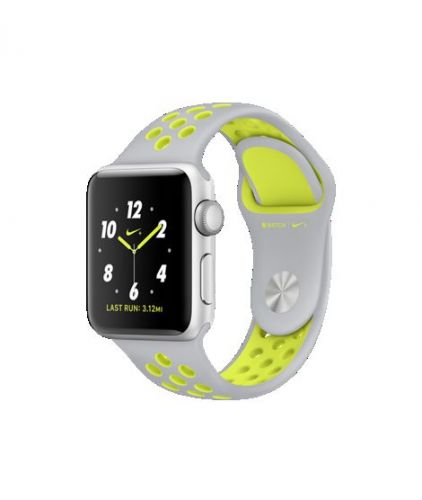 38mm Silver Aluminum Case with Flat Silver/Volt Nike Sport Band